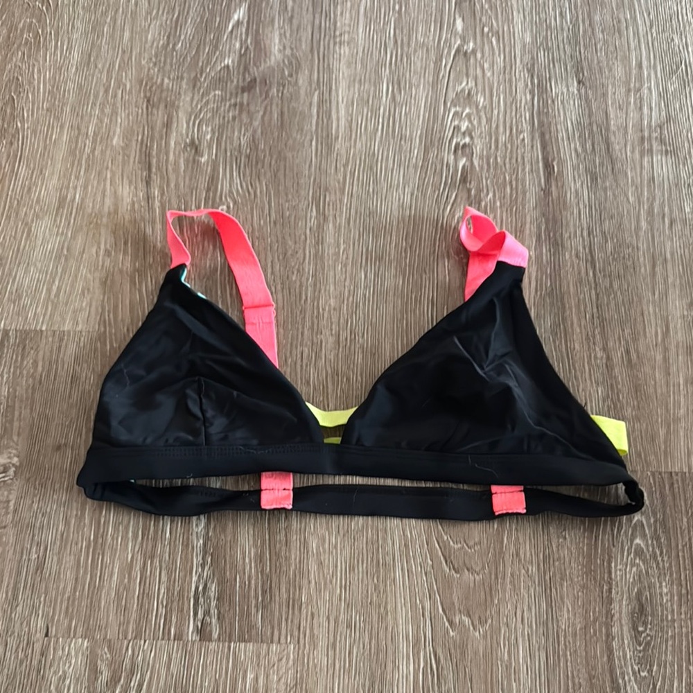 Chic Black and Pink Swim Bra